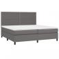 Preview: Boxspringbett mit Matratze & LED Grau 200x200 cm Kunstleder