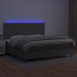 Preview: Boxspringbett mit Matratze & LED Grau 200x200 cm Kunstleder