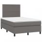 Preview: Boxspringbett mit Matratze & LED Grau 120x200 cm Kunstleder