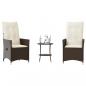 Preview: ARDEBO.de - 3-tlg. Bistro-Set mit Kissen Braun Poly Rattan