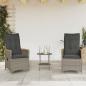 Preview: 3-tlg. Bistro-Set mit Kissen Grau Poly Rattan