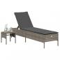 Preview: Sonnenliege mit Tisch und Auflage Grau Poly Rattan