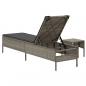 Preview: Sonnenliege mit Tisch und Auflage Grau Poly Rattan