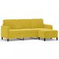 Preview: 3-Sitzer-Sofa mit Hocker Gelb 180 cm Samt