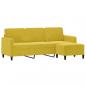 Preview: 3-Sitzer-Sofa mit Hocker Gelb 180 cm Samt