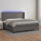 Preview: ARDEBO.de - Boxspringbett mit Matratze & LED Grau 200x200 cm Kunstleder