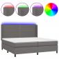 Preview: Boxspringbett mit Matratze & LED Grau 200x200 cm Kunstleder