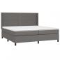 Preview: Boxspringbett mit Matratze & LED Grau 200x200 cm Kunstleder