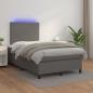 Preview: ARDEBO.de - Boxspringbett mit Matratze & LED Grau 120x200 cm Kunstleder