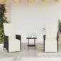 Preview: 3-tlg. Bistro-Set mit Kissen Schwarz Poly Rattan