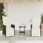 Preview: 3-tlg. Bistro-Set mit Kissen Schwarz Poly Rattan