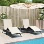 Preview: ARDEBO.de - Sonnenliegen 2 Stk. mit Tisch Schwarz Poly Rattan