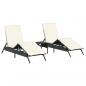 Preview: Sonnenliegen 2 Stk. mit Tisch Schwarz Poly Rattan