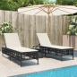 Preview: ARDEBO.de - Sonnenliegen 2 Stk. mit Tisch Schwarz Poly Rattan