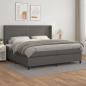 Preview: ARDEBO.de - Boxspringbett mit Matratze Grau 200x200 cm Kunstleder