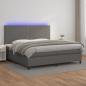 Preview: ARDEBO.de - Boxspringbett mit Matratze & LED Grau 200x200 cm Kunstleder