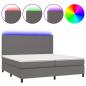 Preview: Boxspringbett mit Matratze & LED Grau 200x200 cm Kunstleder