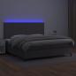 Preview: Boxspringbett mit Matratze & LED Grau 200x200 cm Kunstleder