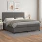 Preview: ARDEBO.de - Boxspringbett mit Matratze Grau 200x200 cm Kunstleder