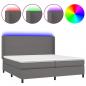 Preview: Boxspringbett mit Matratze & LED Grau 200x200 cm Kunstleder