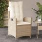 Preview: ARDEBO.de - Gartensessel mit Kissen Verstellbar Beige Poly Rattan