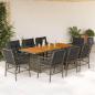 Preview: ARDEBO.de - 9-tlg. Garten-Essgruppe mit Kissen Grau Poly Rattan