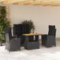 Preview: ARDEBO.de - 4-tlg. Garten-Essgruppe mit Kissen Schwarz Poly Rattan