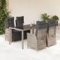 Preview: ARDEBO.de - 5-tlg. Garten-Essgruppe mit Kissen Grau Poly Rattan