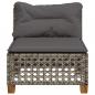 Preview: Gartensofa ohne Armlehnen mit Kissen Grau Poly Rattan