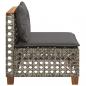 Preview: Gartensofa ohne Armlehnen mit Kissen Grau Poly Rattan