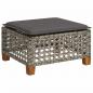 Preview: Gartenhocker mit Kissen Grau 63,5x56x32 cm Poly Rattan