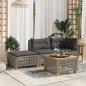 Preview: Gartenhocker mit Kissen Grau 63,5x56x32 cm Poly Rattan