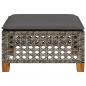 Preview: Gartenhocker mit Kissen Grau 63,5x56x32 cm Poly Rattan