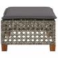 Preview: Gartenhocker mit Kissen Grau 63,5x56x32 cm Poly Rattan