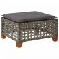 Preview: Gartenhocker mit Kissen Grau 63,5x56x32 cm Poly Rattan