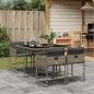 Preview: ARDEBO.de - 5-tlg. Garten-Essgruppe mit Kissen Grau Poly Rattan