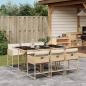 Preview: ARDEBO.de - 7-tlg. Garten-Essgruppe mit Kissen Beige Poly Rattan