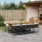 Preview: ARDEBO.de - 9-tlg. Garten-Essgruppe mit Kissen Schwarz Poly Rattan