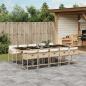 Preview: ARDEBO.de - 11-tlg. Garten-Essgruppe mit Kissen Beige Poly Rattan