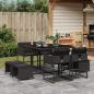 Preview: ARDEBO.de - 9-tlg. Garten-Essgruppe mit Kissen Schwarz Poly Rattan