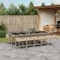 Preview: ARDEBO.de - 11-tlg. Garten-Essgruppe mit Kissen Beigemischung Poly Rattan