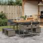 Preview: ARDEBO.de - 9-tlg. Garten-Essgruppe mit Kissen Grau Poly Rattan