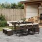 Preview: ARDEBO.de - 11-tlg. Garten-Essgruppe mit Kissen Braun Poly Rattan