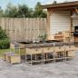 Preview: ARDEBO.de - 13-tlg. Garten-Essgruppe mit Kissen Beigemischung Poly Rattan