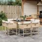 Preview: ARDEBO.de - 9-tlg. Garten-Essgruppe mit Kissen Beige Poly Rattan