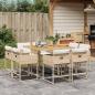 Preview: ARDEBO.de - 9-tlg. Garten-Essgruppe mit Kissen Beige Poly Rattan