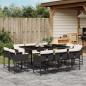 Preview: ARDEBO.de - 11-tlg. Garten-Essgruppe mit Kissen Schwarz Poly Rattan