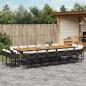 Preview: ARDEBO.de - 17-tlg. Garten-Essgruppe mit Kissen Schwarz Poly Rattan