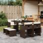 Preview: ARDEBO.de - 9-tlg. Garten-Essgruppe mit Kissen Braun Poly Rattan