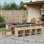 Preview: ARDEBO.de - 13-tlg. Garten-Essgruppe mit Kissen Beigemischung Poly Rattan